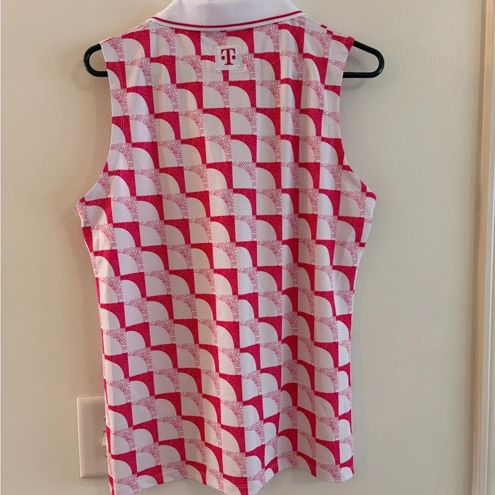 NWT - Women's Devereux Pink & White Sleeveless Golf Polo - Size XL - Picture 3 of 4
